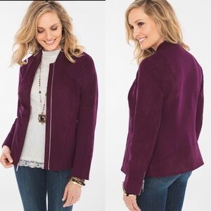 Chico’s Faux Suede Knit Mix BomberJacket Size: M